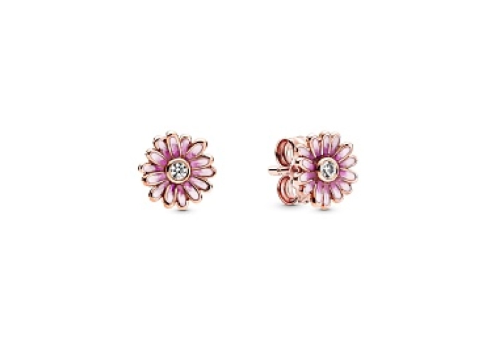 Daisy Pandora Rose stud earrings with clearcubic z