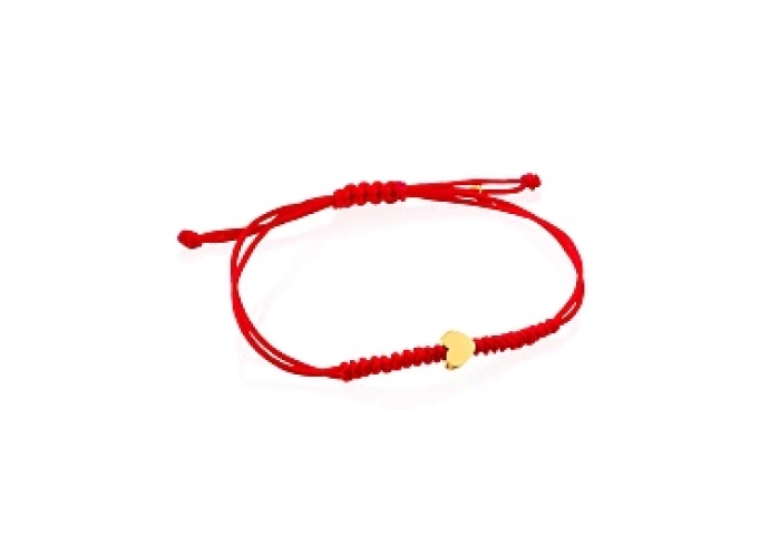 24KT GOLD BRACELET RED NYLON CORD