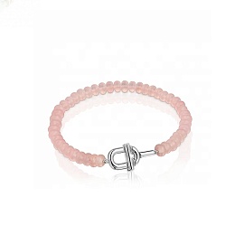 PINK CHALCEDONY SILVER BRACELET 17.5CM