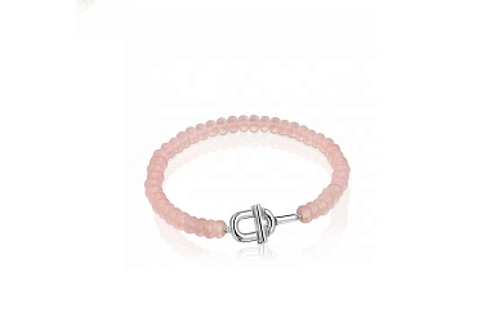 PINK CHALCEDONY SILVER BRACELET 17.5CM
