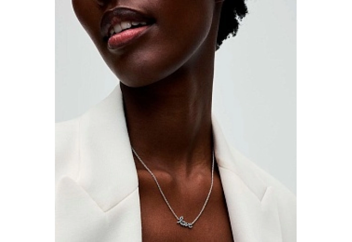 Love sterling silver collier with clear cubic zirc