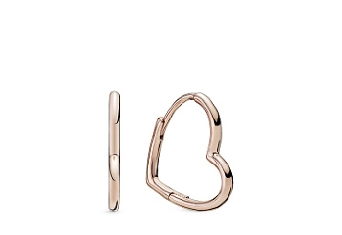 Small asymmetric heart 14k rose gold-plated hoop e