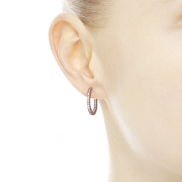 14k Rose gold-plated hoop earrings with clear cubi