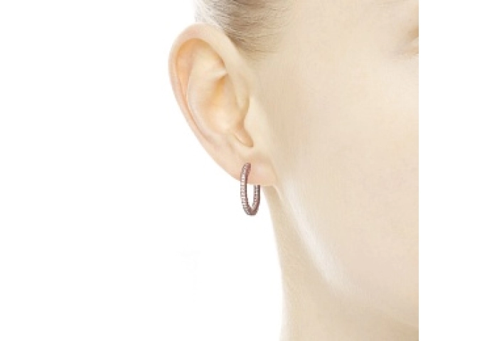 14k Rose gold-plated hoop earrings with clear cubi