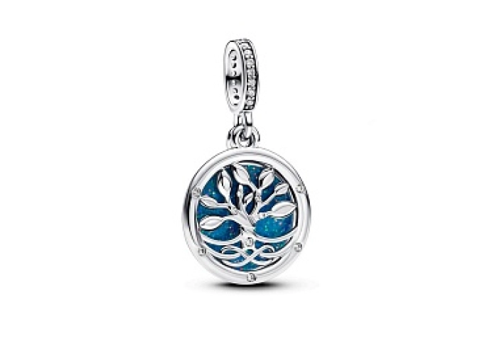 Infinity tree sterling silver double dangle with c
