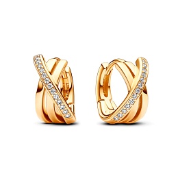 14k Gold-plated hoop Earrings with clear cubic zirconia