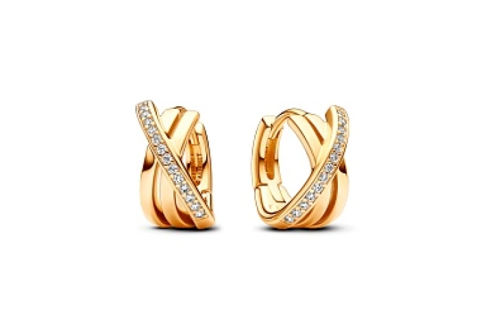 14k Gold-plated hoop Earrings with clear cubic zirconia