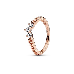 Regal tiara 14k rose gold-plated ring with clear c