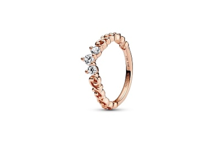 Regal tiara 14k rose gold-plated ring with clear c