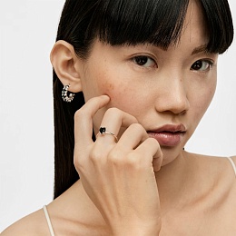SILVER RING ONYX HEART N12