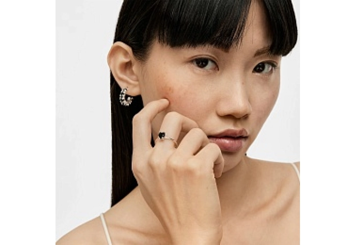 SILVER RING ONYX HEART N12