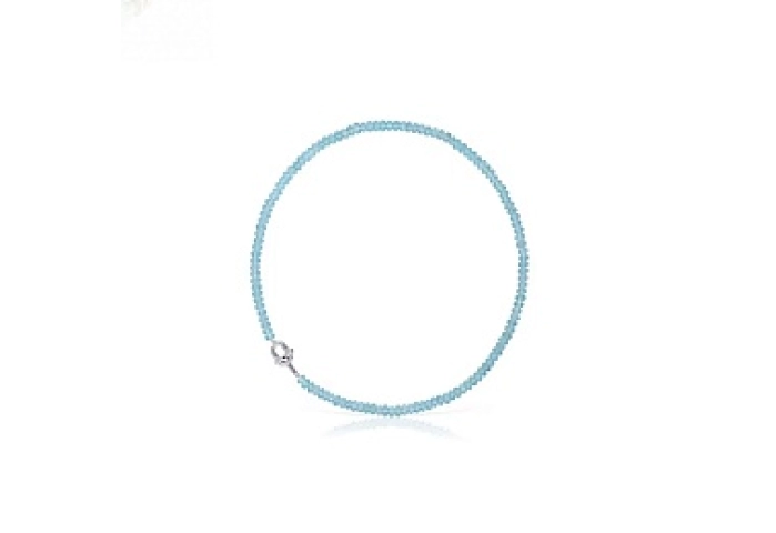 BLUE CHALCEDONY SILVER CHOKER 45CM