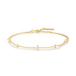 Gold Triangular Cubic Zirconia Station Bracelet