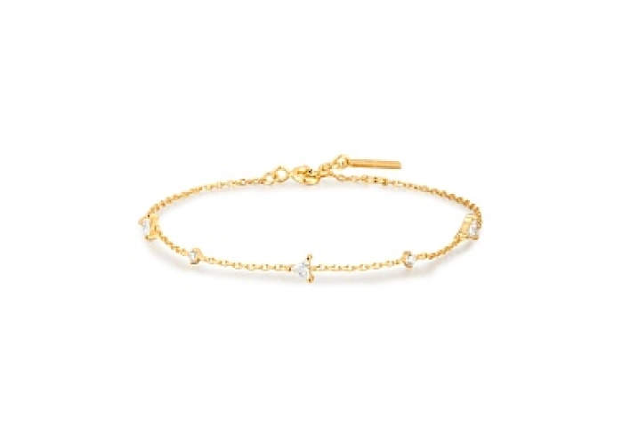Gold Triangular Cubic Zirconia Station Bracelet
