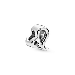 Leo sterling silver charm with clear cubiczirconia