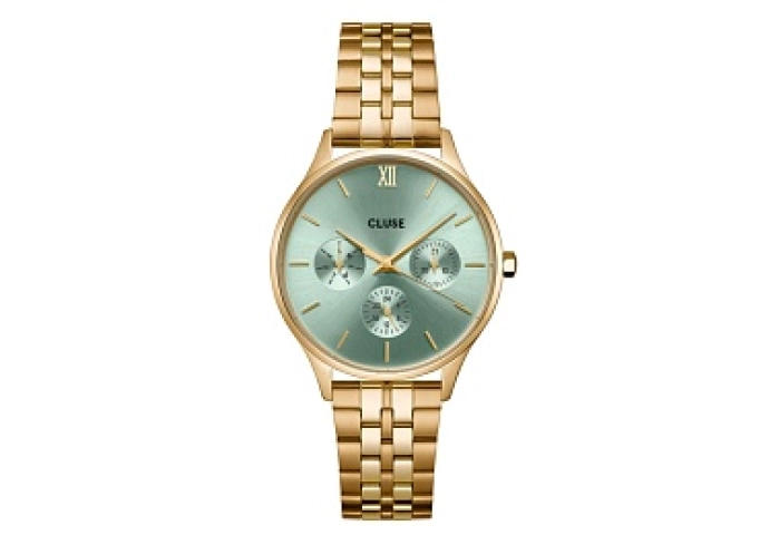 Minuit Multifunction Watch Steel, Sage Green,Gold 