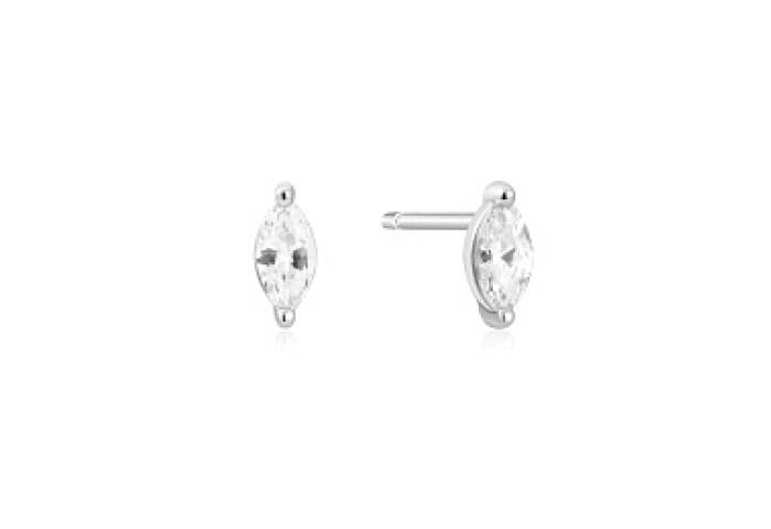 Silver Marquise Solitaire Studs