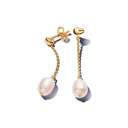 14k Gold-plated drop earrings with white treated f