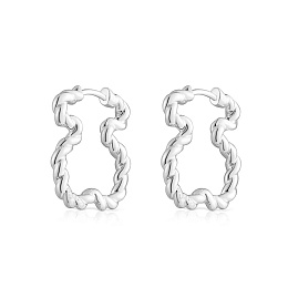 SILVER   EARRINGS XL BEAR 22MM