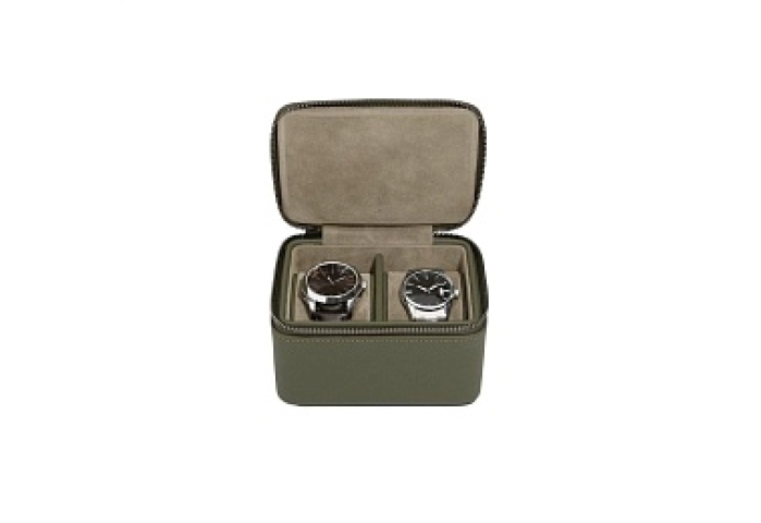 OLIVE GREEN DOUBLE WATCH ZIPPED WATCH BOX