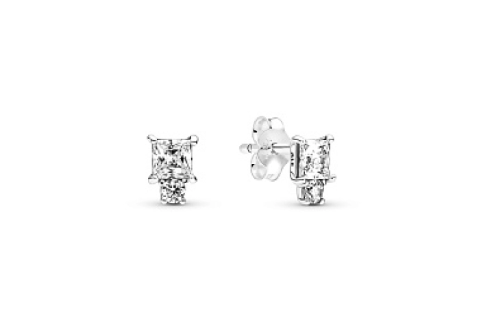 Sterling silver stud earrings with clear zirconia /290036C01