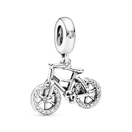 Bicycle silver dangle with clear cubic zirconia/Серебряная подвеска-шарм с чистым кубическим циркони