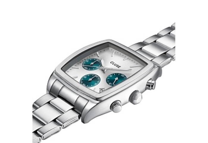 Quartaut Chrono Watch Steel, Silver and Blue, Silv