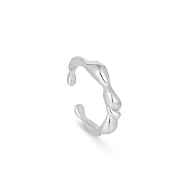 Silver Twisted Wave Adjustable Ring