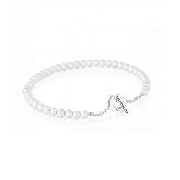 SILVER BANGLE BRACELET BEAR PEARL N17