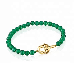 SILVER GOLDPLATED BRACELET GREEN CHALCED