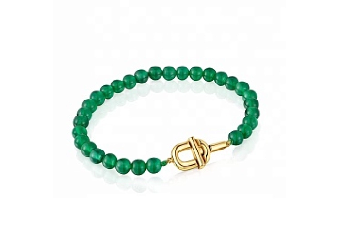 SILVER GOLDPLATED BRACELET GREEN CHALCED