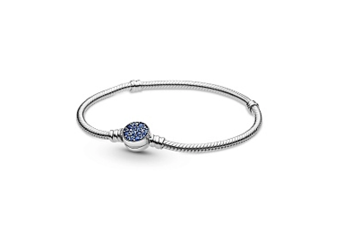 Snake chain sterling silver bracelet with disc cla