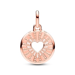 Heart 14k rose gold-plated medallion with white bioresin man-made mother of pearl and glittery black