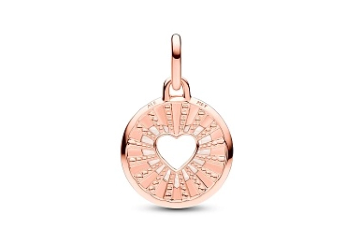 Heart 14k rose gold-plated medallion with white bi