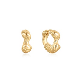 Gold Twisted Wave Thick Hoop Earrings