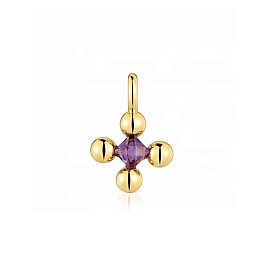 SILVER GOLD PLATED PENDANT 10MM AMETHYST