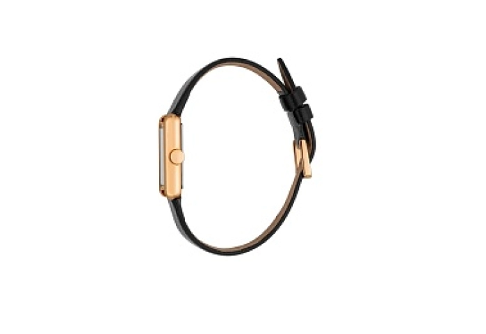 ESPRIT Women Watch, Rose Gold Color Case, Black Dial, Black Leather Strap, 3 Hands, 3 ATM