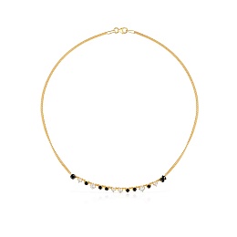 SILVER GOLD PLATED CHOKER ONYX ZIRCON