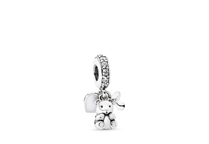 Silver dangle with clear cubic zirconia and silver