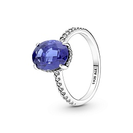 Sterling silver ring with princess blue crystal an