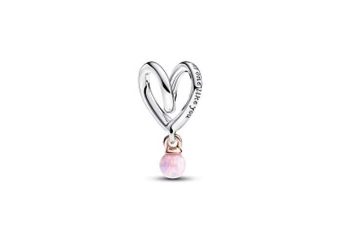 Wrapped heart sterling silver and 14k rose-gold pl