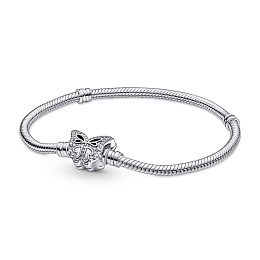 Snake chain sterling silver bracelet with butterfl