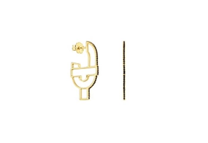 18KT GOLD EARRINGS SPINEL GEM 28MM