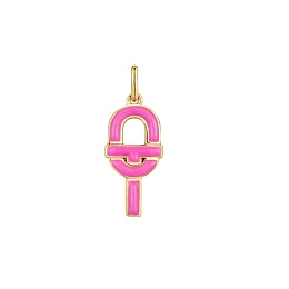 SILVER GOLD PLATED PENDANT PINK ENAMEL