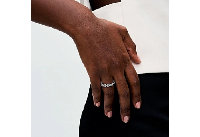 Hearts sterling silver ring with clear cubic zirco