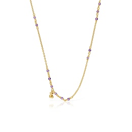 SILVER GOLD PLATED CHOKER AMETHYST 45CM