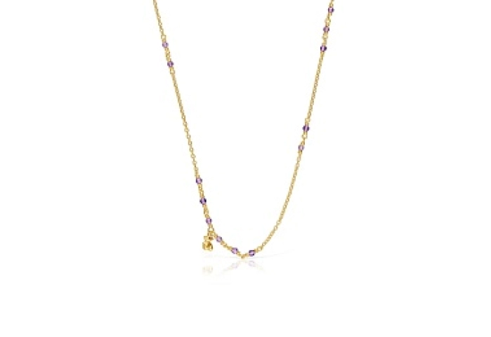 SILVER GOLD PLATED CHOKER AMETHYST 45CM