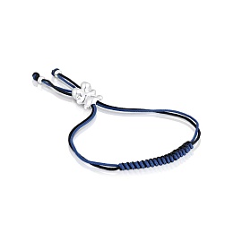 SILVER BRACELET BLACK-BLUE CORD