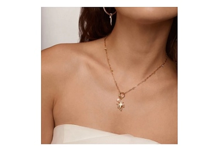 Gold Shimmer Chain Charm Connector Necklace