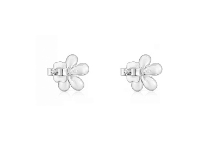 SILVER EARRINGS FLOWER 12MM PUSHBACK
